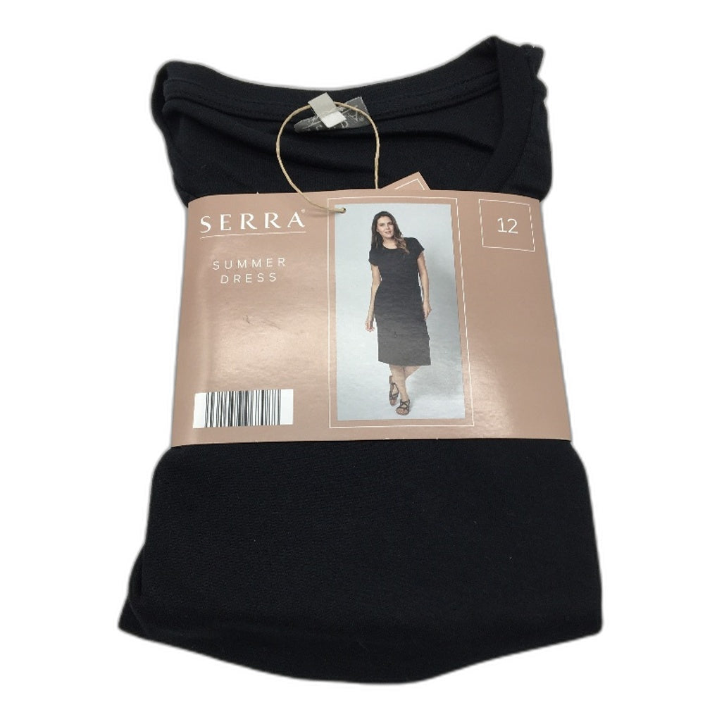 Serra Black Tie Hip Accented Stretch Summer Dress Ladies Size 12 NEW