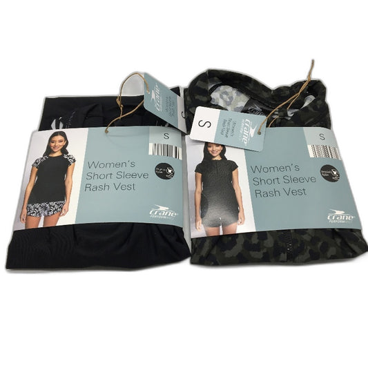 Crane Performance 2 Pack Short Sleeve Rash Vests Swimwear Ladies Size S NEW