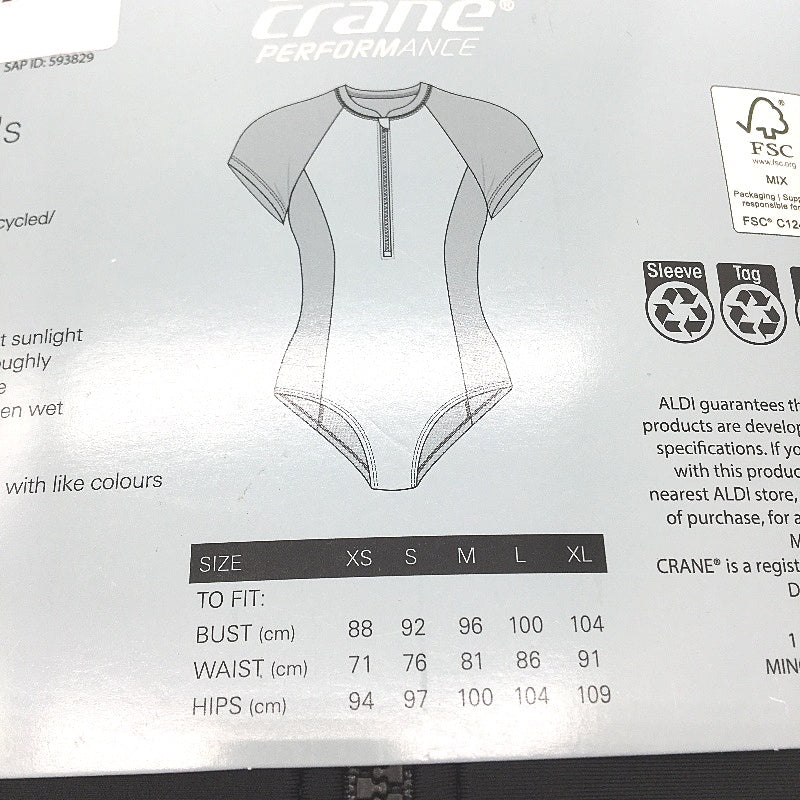Crane Performance Black & Camo 1/4 Zip Rashsuit Swimwear Ladies Size S NEW