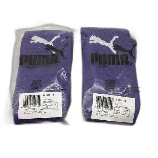PUMA 2 Pack Violet Team II Football Soccer High Socks Youth Size 1 US 13-3 NEW