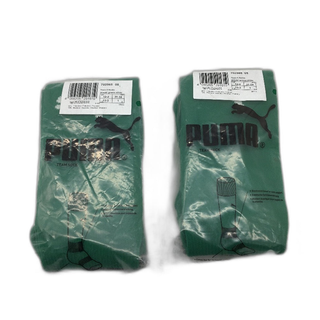 PUMA 2 Pack Green Team II Football Soccer High Socks Youth Size 1 US 13-3 NEW