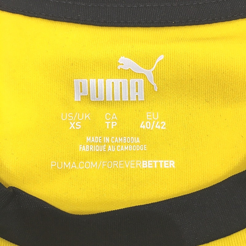 PUMA  LIGA  Jersey Cyber Yellow & Black Sports T Shirt Training Top Mens Size XS