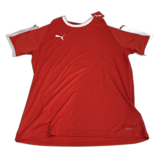 PUMA  LIGA  Jersey Red & White Short Sleeve Tshirt Training Top Tee Mens Size L