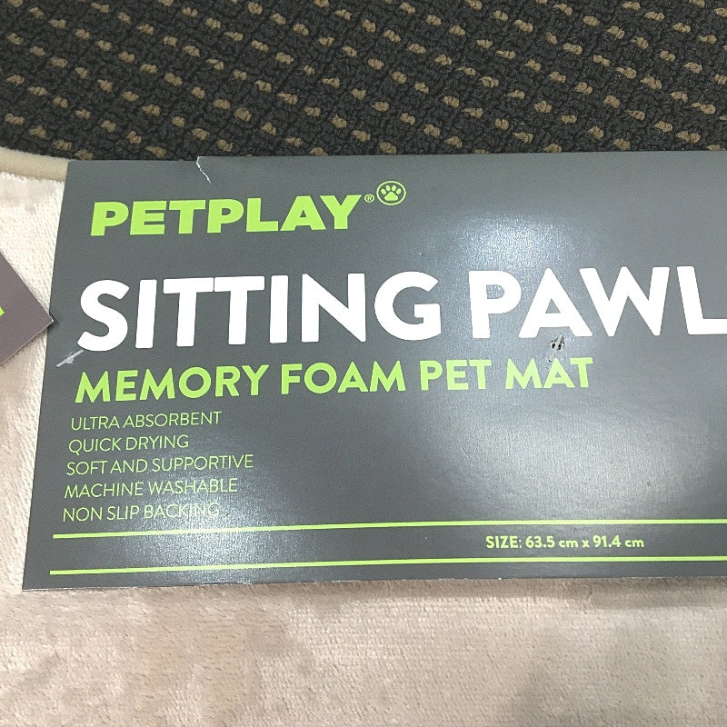 Petplay Sitting Pawlessly Non Slip Washable Memory Foam Pet Mat Beige NEW