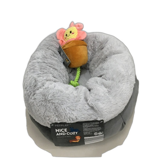 Petplay Soft Plush Snuggle Small Pet Dog Cat Grey Bed & Flower Pet Cable Toy NEW