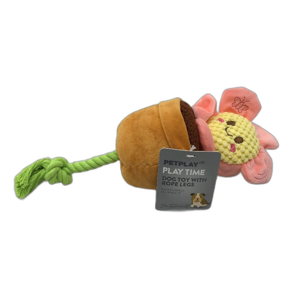 Petplay Soft Plush Snuggle Small Pet Dog Cat Grey Bed & Flower Pet Cable Toy NEW