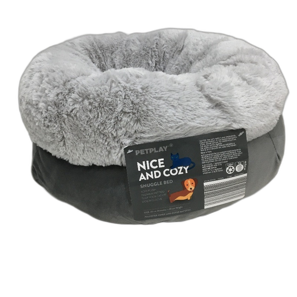 Petplay Soft Plush Snuggle Small Pet Dog Cat Grey Bed & Flower Pet Cable Toy NEW