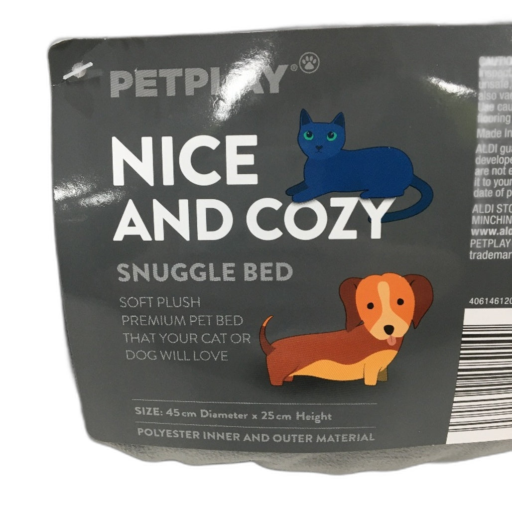 Petplay Soft Plush Snuggle Small Pet Dog Cat Grey Bed & Flower Pet Cable Toy NEW