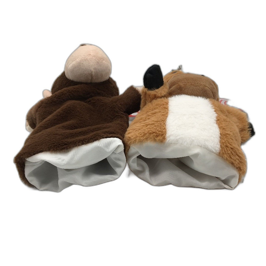 Findon 2 Pack Horse & Monkey Soft Fluffy Plush Hand Puppet Toy Kids Age 2+ NEW