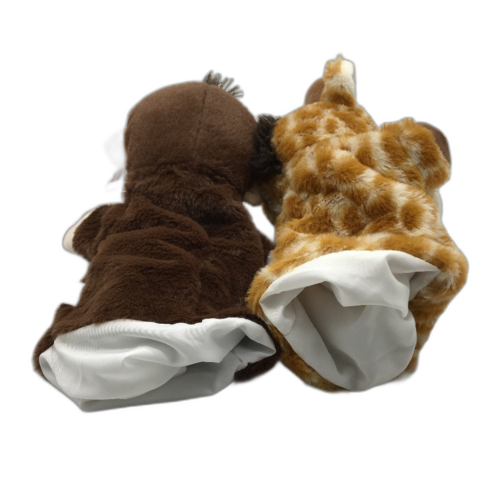 Findon 2 Pack Giraffe & Monkey Soft Fluffy Plush Hand Puppet Toy Kids Age 2+ NEW