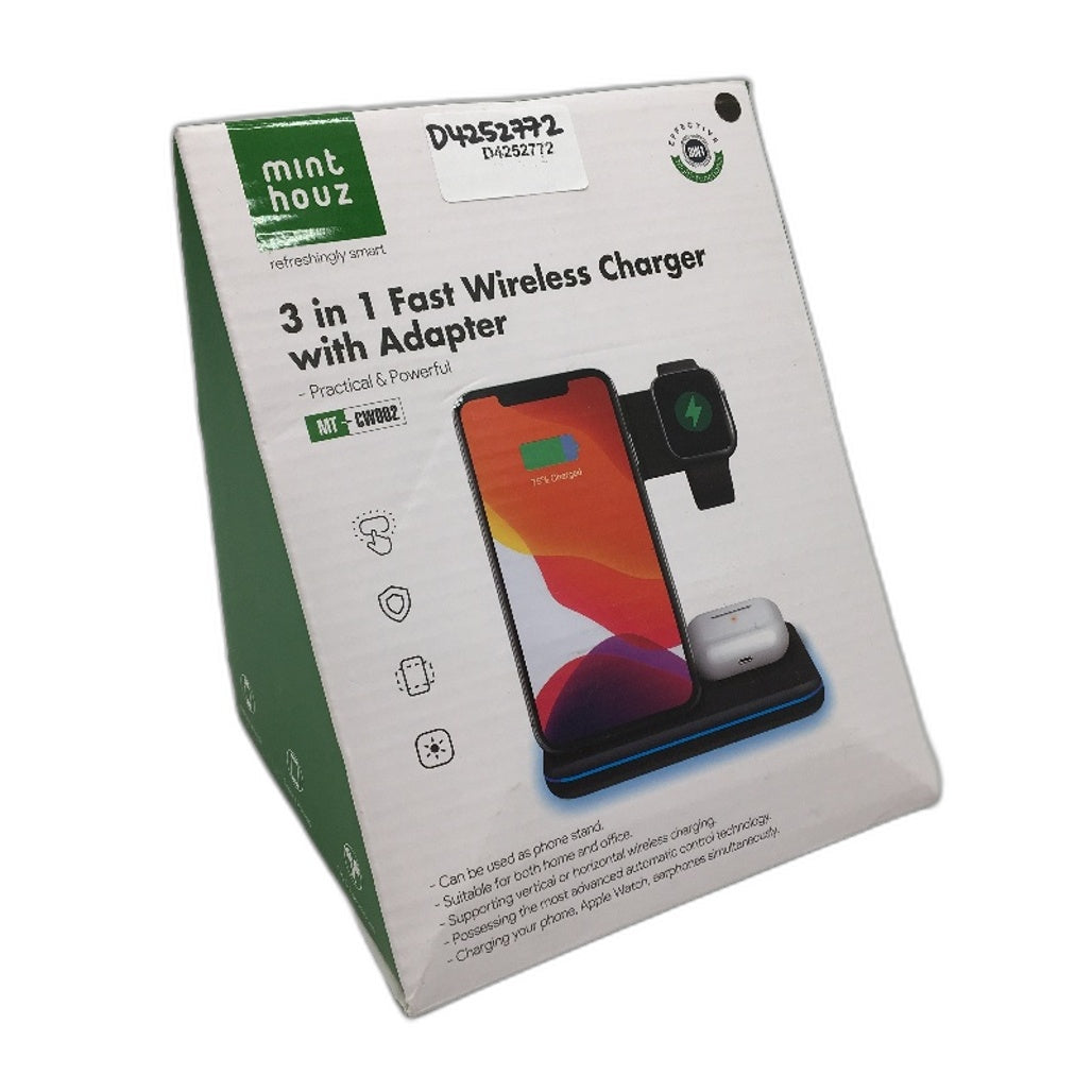 Minthouz 3 In 1 Wireless Charger With Adapter For Phone Watch Airpods MT-CW002