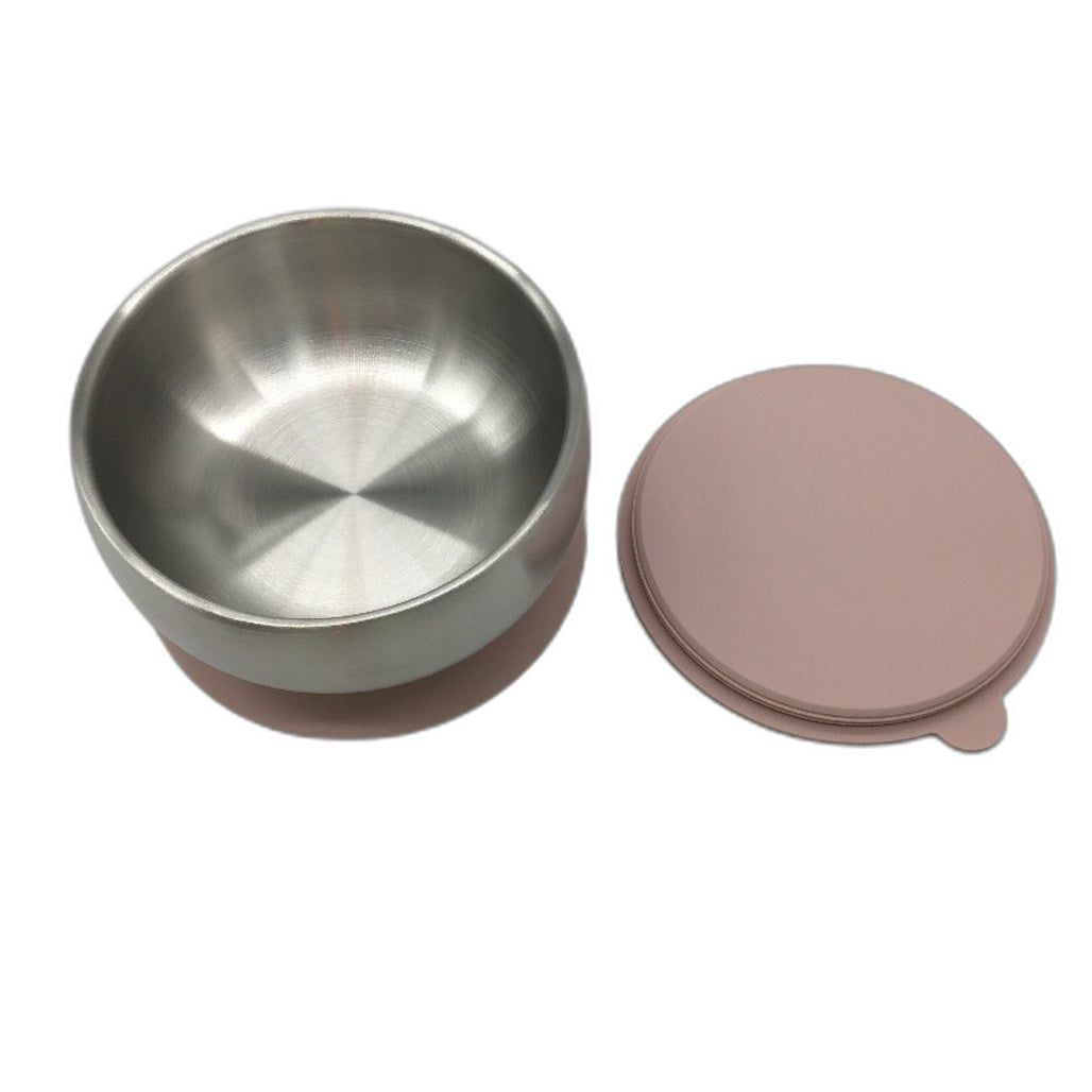Beau Baby Stainless Steel Baby Bowl Silicone Spoon Suction Base & Air Tight Lid