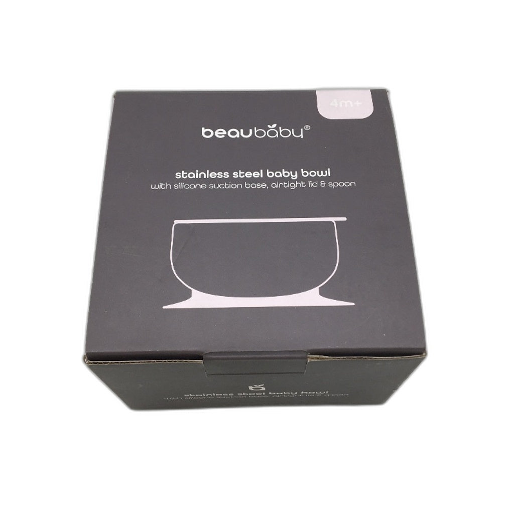 Beau Baby Stainless Steel Baby Bowl Silicone Spoon Suction Base & Air Tight Lid