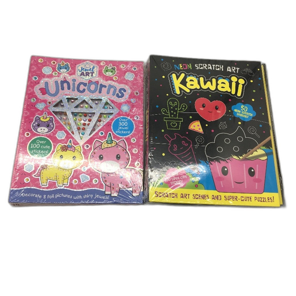 Kids Art Bundle Magnetic Drawing Tablet Scratch&Jewel Art 10 Pack Crayola Marker
