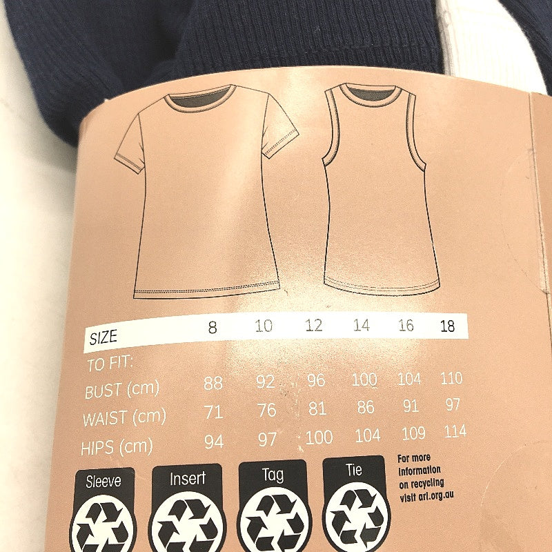 Serra 2Pce Cotton Blend Light Blue & White Tee & Singlet Pack Ladies Size 10 NEW