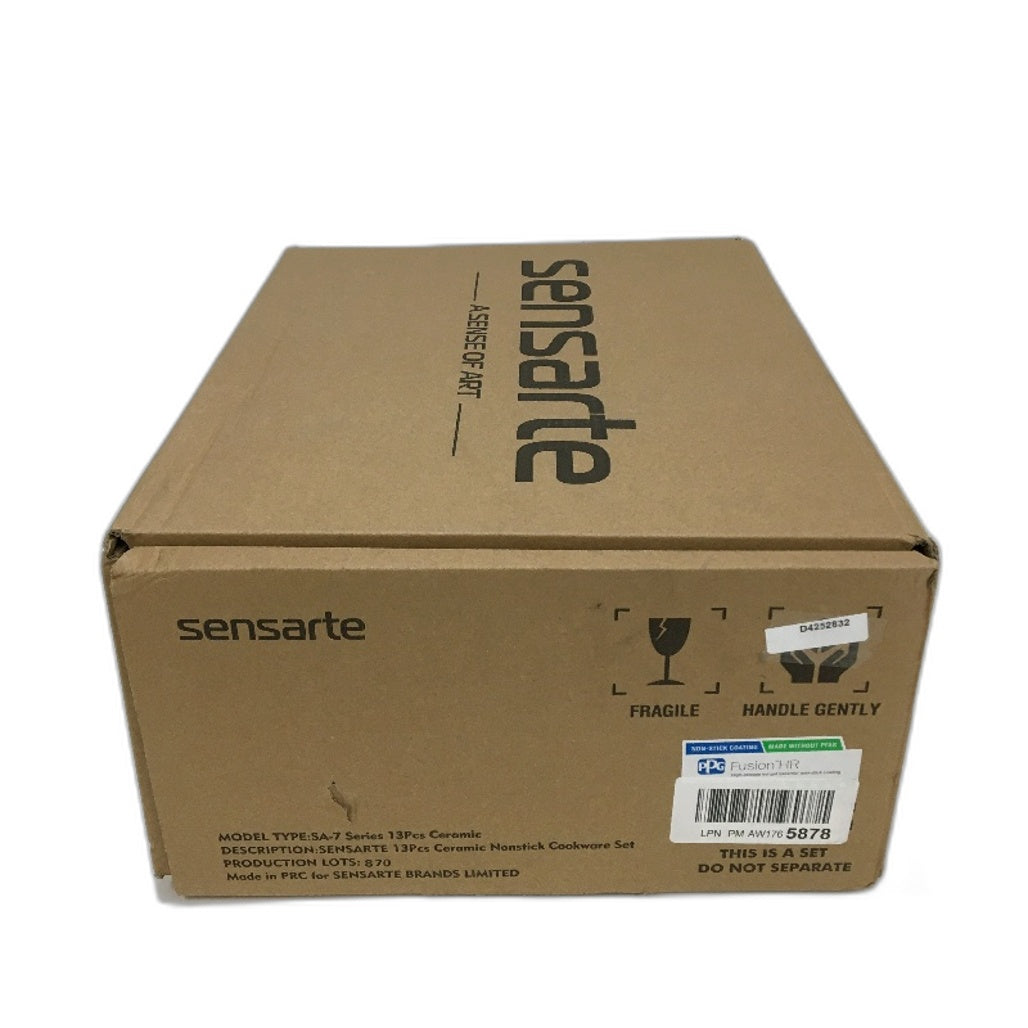 Sensarte Non Stick Ceramic Cookware 13Pce Set All Hobs White PFAA PFOA Free NEW