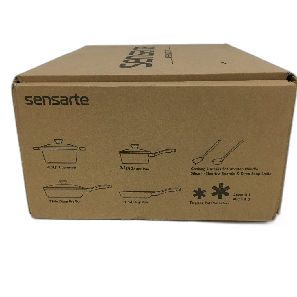 Sensarte Non Stick Ceramic Cookware 13Pce Set All Hobs White PFAA PFOA Free NEW
