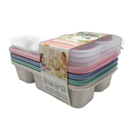 Multi-Compartment BPA Free Microwave Safe Bento Lunch Box 4Pack Set NEW