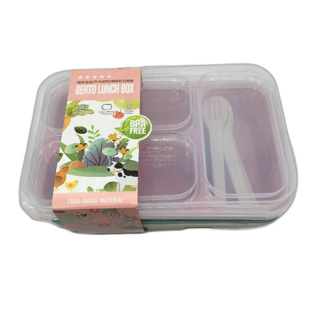 Multi-Compartment BPA Free Microwave Safe Bento Lunch Box 4Pack Set NEW