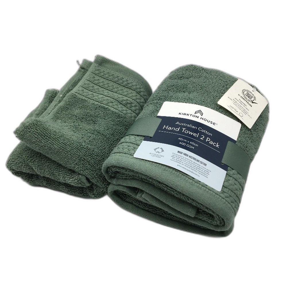 Kirkton House 3pc Sage Green Australian Cotton Hand Towels NEW