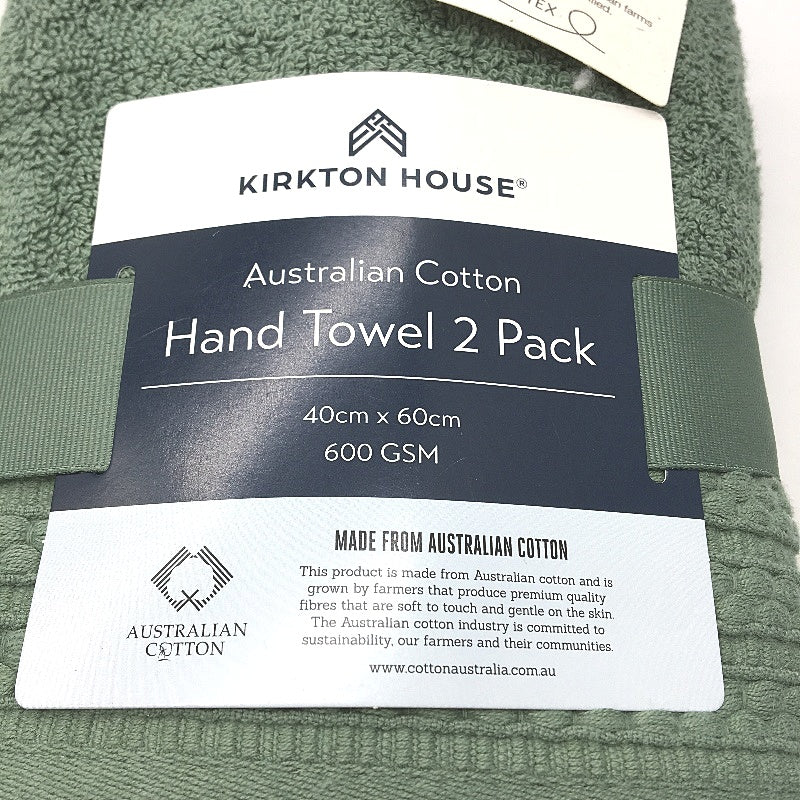 Kirkton House 3pc Sage Green Australian Cotton Hand Towels NEW