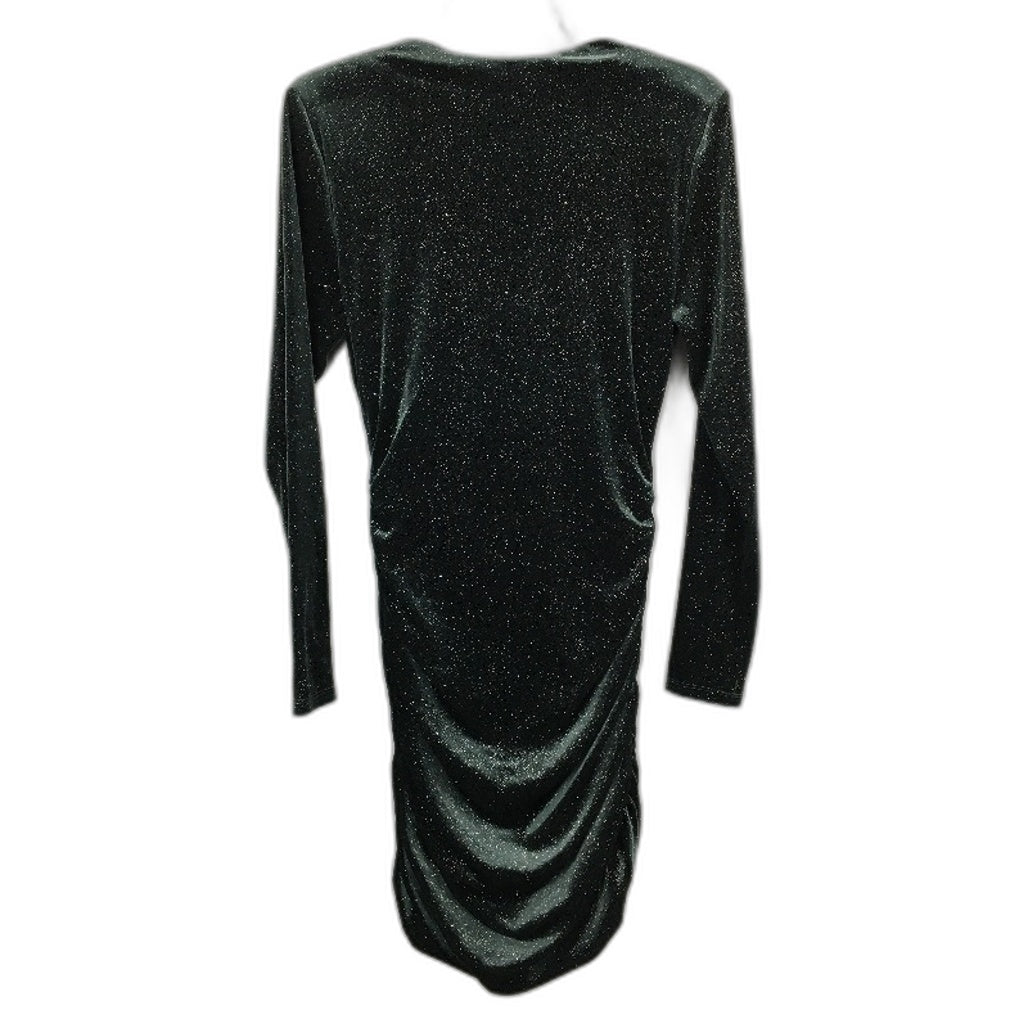 Forever New Green Sparkly Long Sleeve Ruched Mini Dress Ladies Size Small NEW