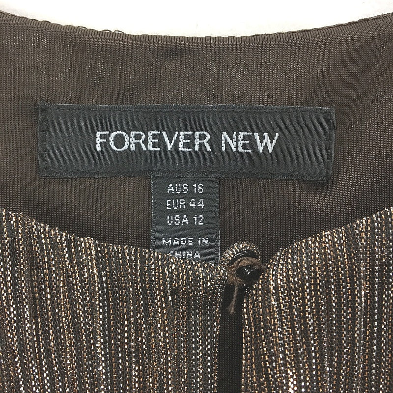 Forever New Brown Sparkly Long Sleeve Flowy Mini Dress Ladies Size AU 16 NEW