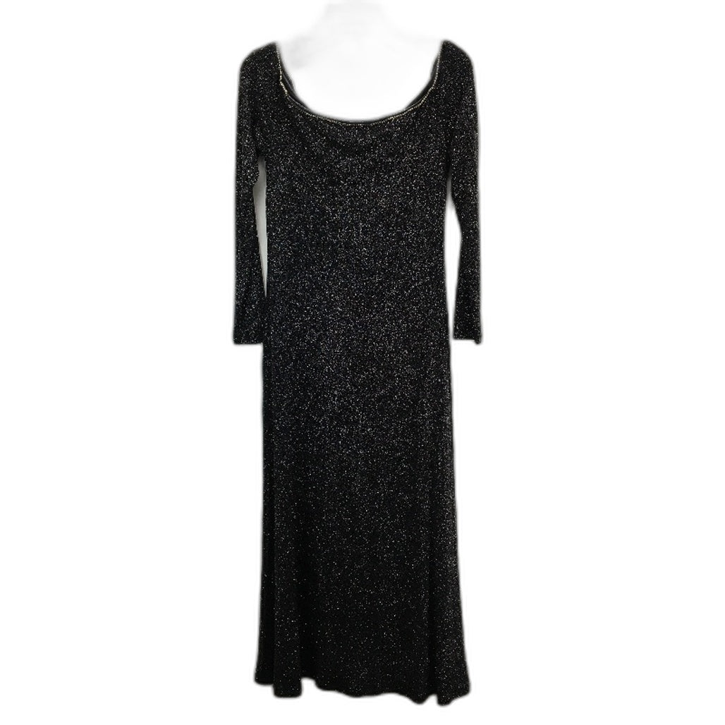 Forever New Black Long Sleeve Off-Shoulder Sparkly Midi Dress Ladies Size Small