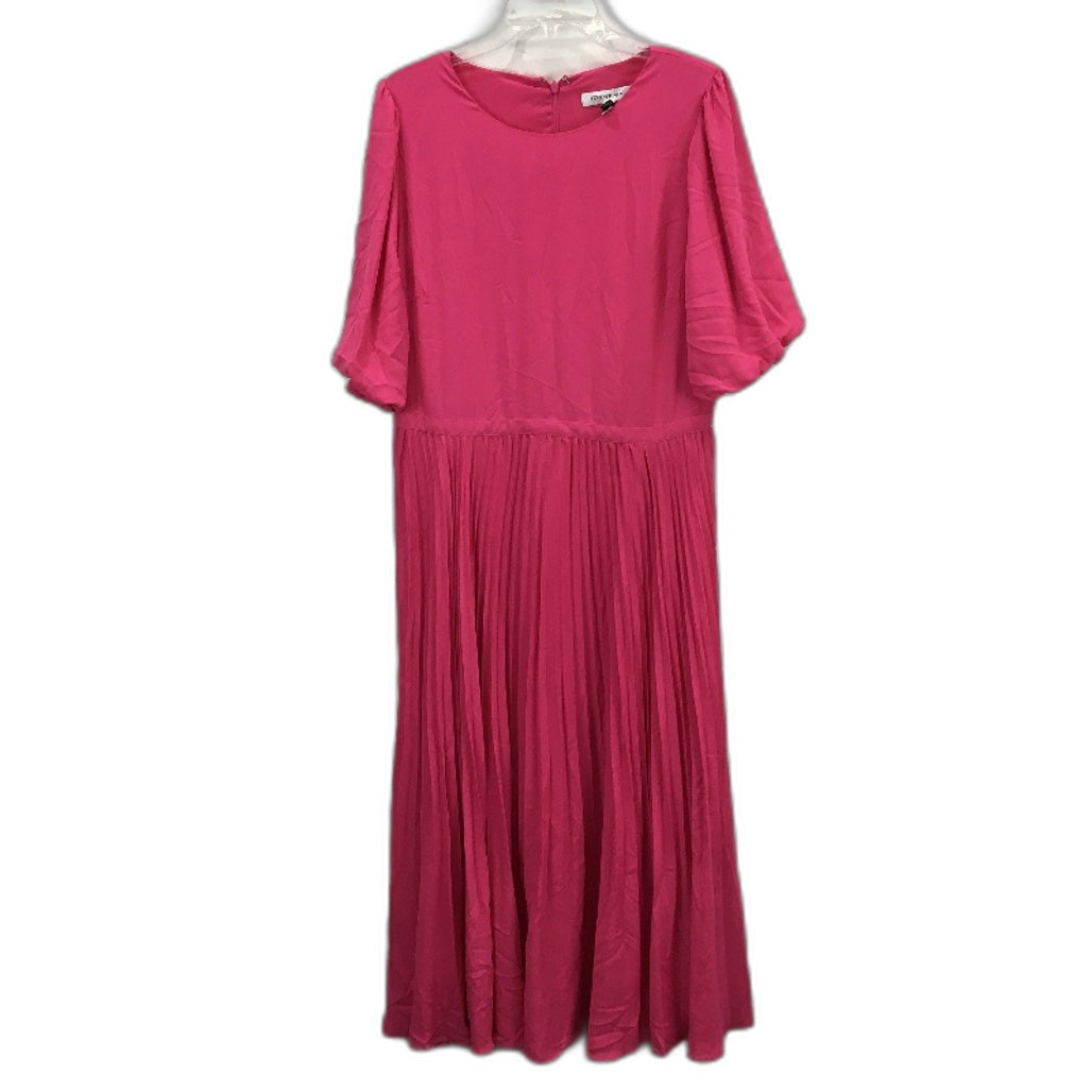 Forever New Pink Short Puffy Sleeve Flowy Midi Dress Ladies Size AU 16 NEW