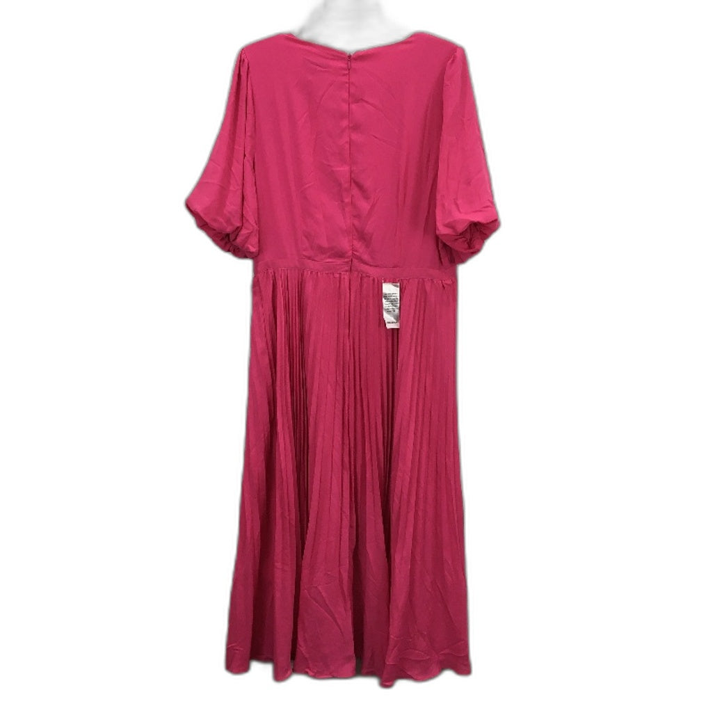 Forever New Pink Short Puffy Sleeve Flowy Midi Dress Ladies Size AU 16 NEW