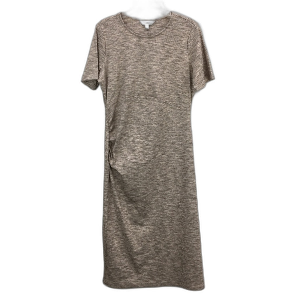 Forever New Beige Short Sleeve Ribbed Bodycon Midi Dress Ladies Size AU 16 NEW