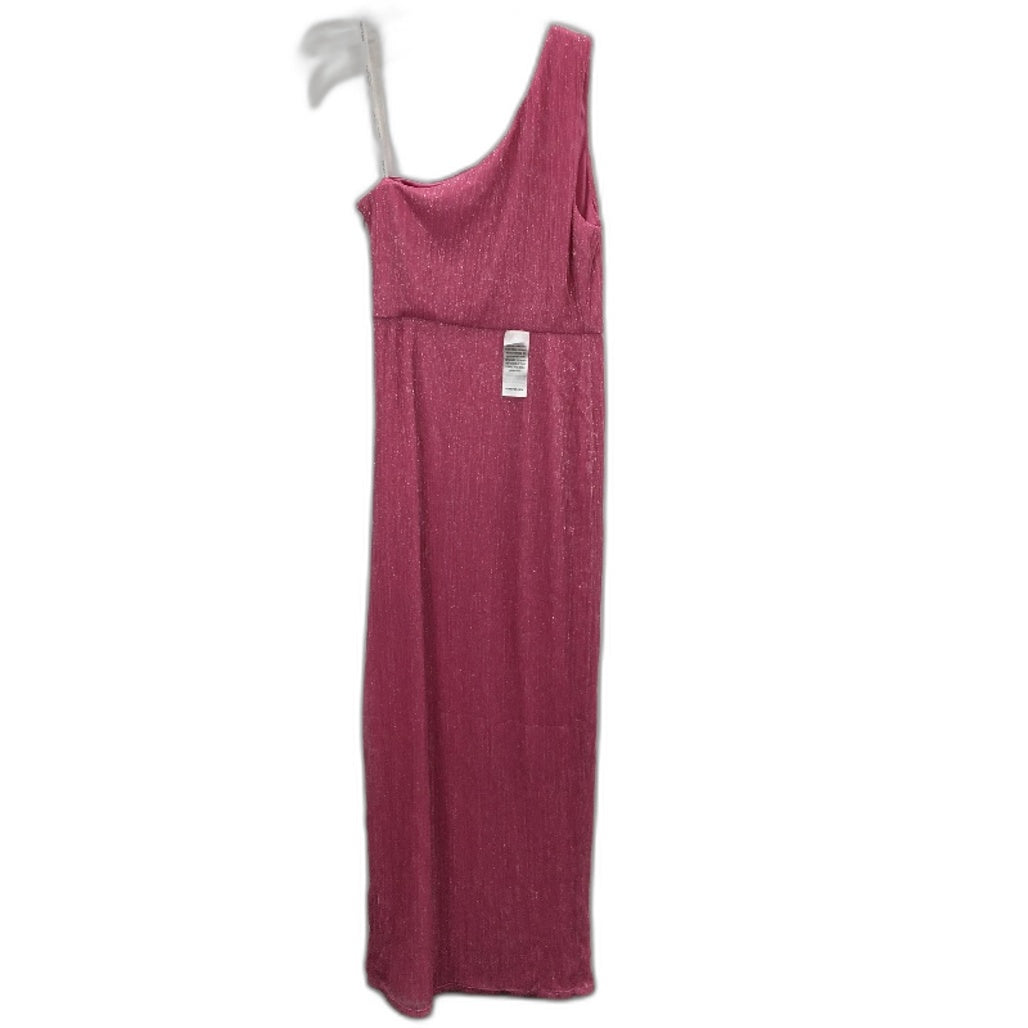 Forever New Pink One-Shoulder Sparkly High Split Midi Dress Ladies Size AU 10