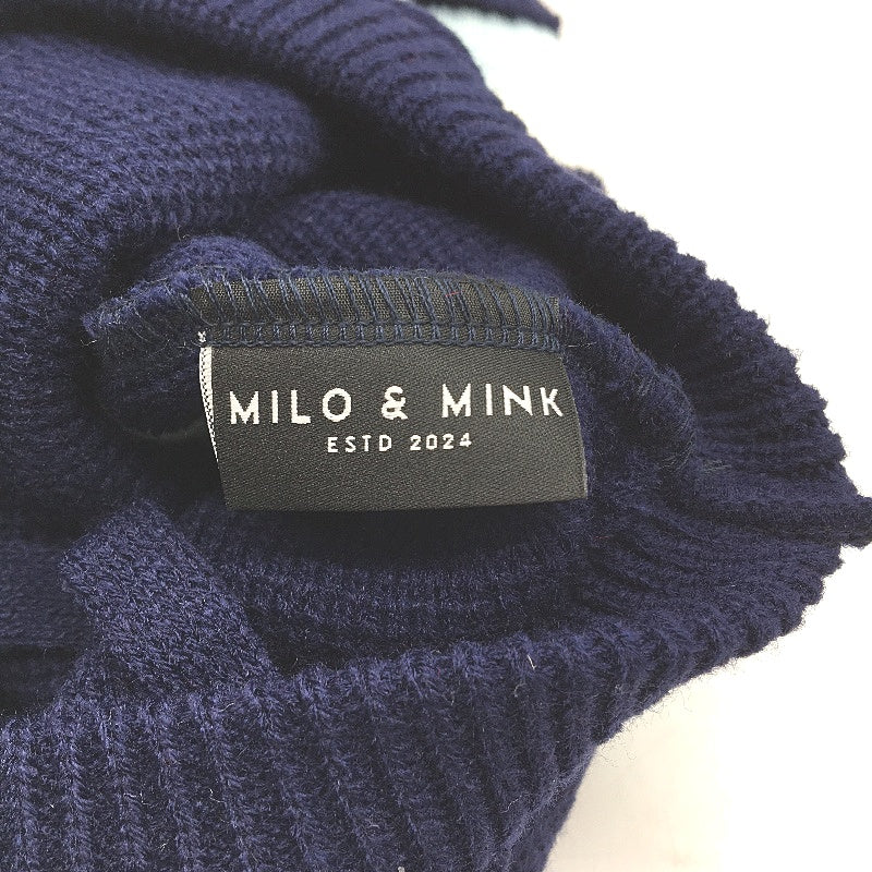 Milo & Mink Navy, White & Red Knit Striped Turtleneck Winter Dog Jumper Size M
