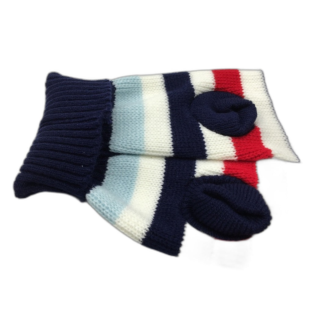 Milo & Mink Navy, White & Red Knit Striped Turtleneck Winter Dog Jumper Size XXS