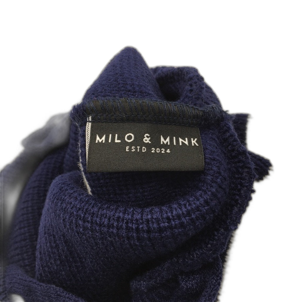 Milo & Mink Navy, White & Red Knit Striped Turtleneck Winter Dog Jumper Size XXS