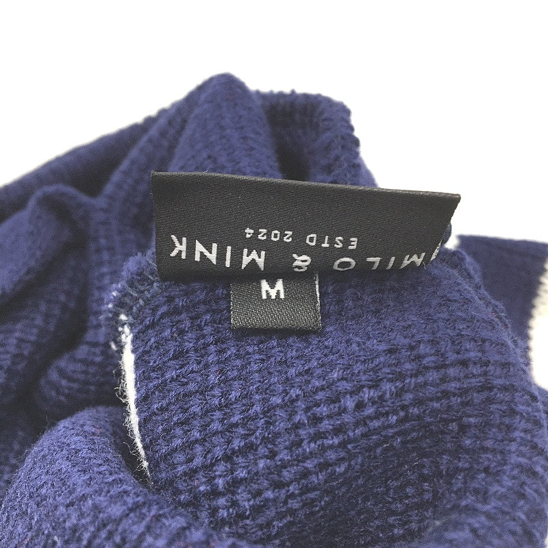 Milo & Mink Navy, White & Red Knit Striped Turtleneck Winter Dog Jumper Size XXS