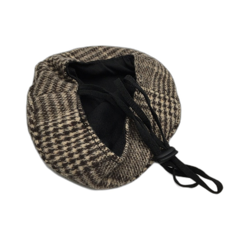 Milo & Mink Brown Plaid Faux Fur Trim Dog Coat Harness With Hat & Leash Size S