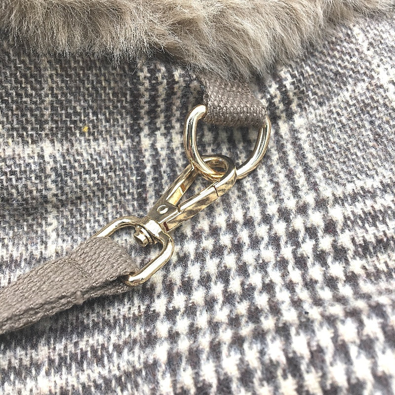 Milo & Mink Brown Plaid Faux Fur Trim Dog Coat Harness With Hat & Leash Size S