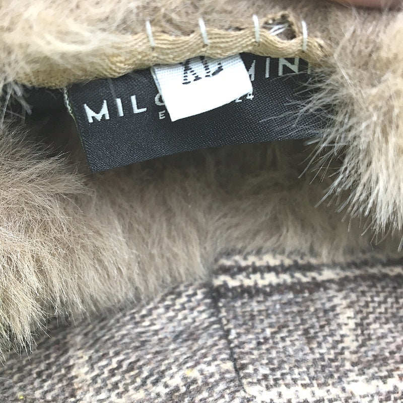 Milo & Mink Brown Plaid Faux Fur Trim Dog Coat Harness With Hat & Leash Size S