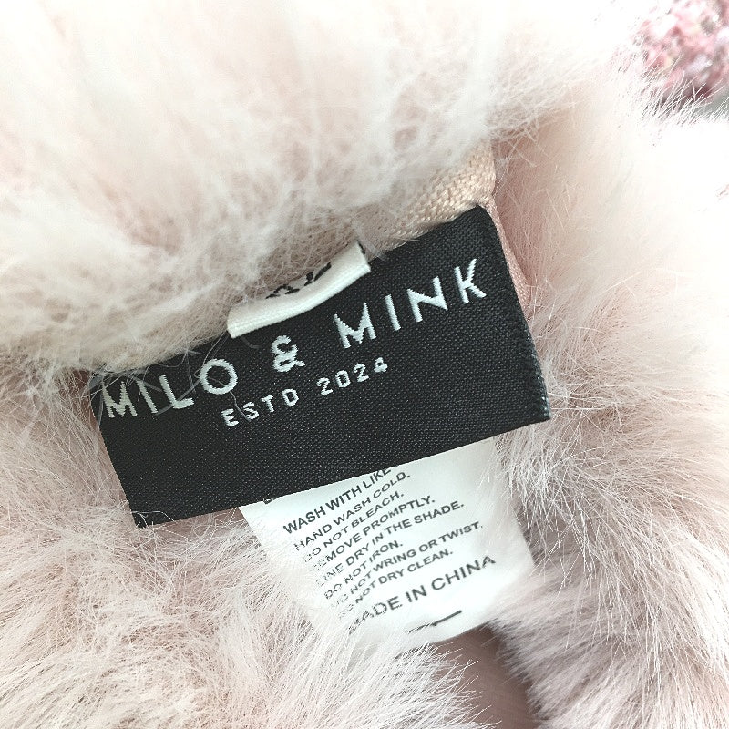 Milo & Mink Pink Textured Faux Fur Trim Dog Coat Harness With Hat & Leash Size S