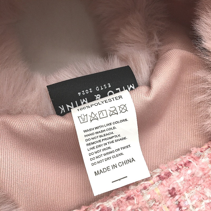 Milo & Mink Pink Textured Faux Fur Trim Dog Coat Harness With Hat&Leash Size XXS