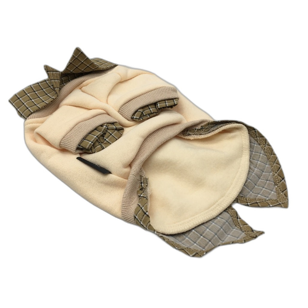 Milo & Mink Beige & Brown Collared Check Doggy Pullover Sweater Jumper Size XXS