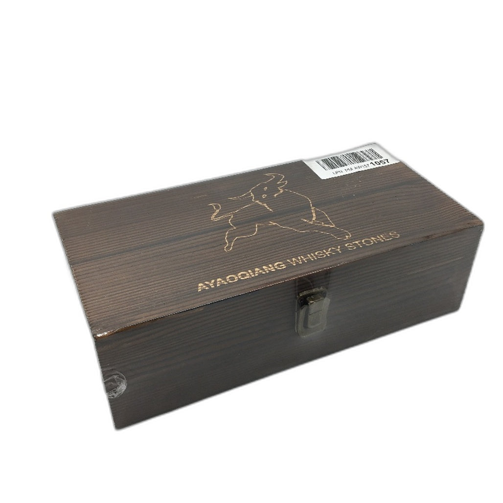 Ayaoqiang Whiskey Stones Glass Gift Set Premium Wooden Box Chilling Rocks NEW