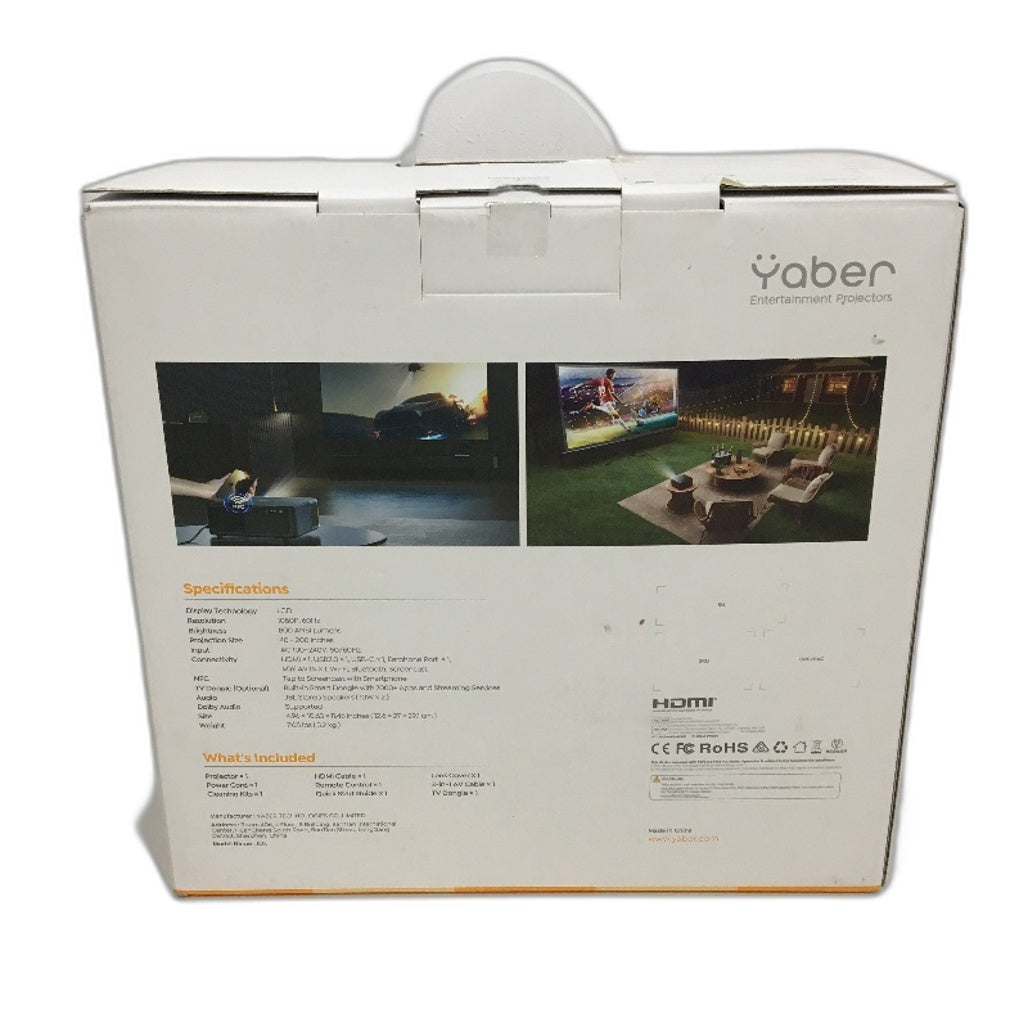 Yaber Smart Projector K2S 800 Ansi Lumens Alexa Compatible 1080p 60Hz NEW