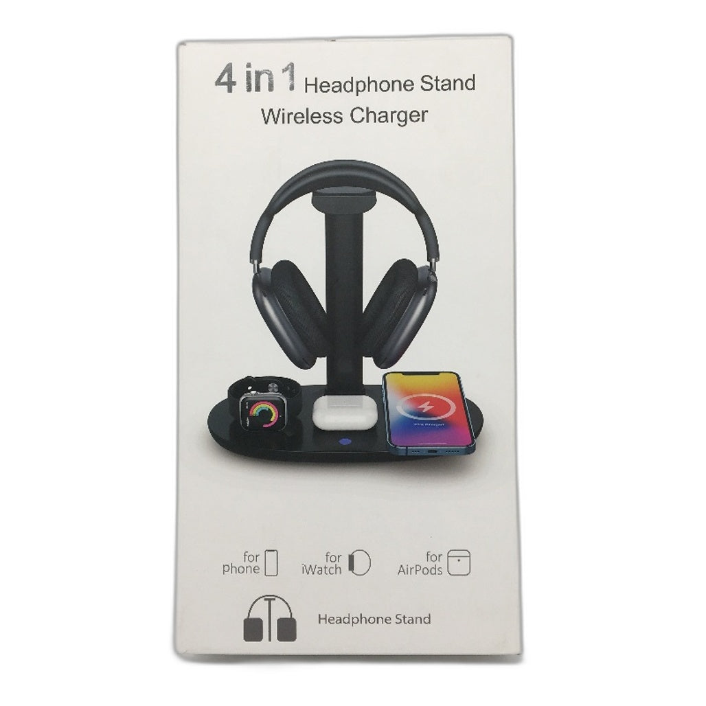 4 In 1 Headphone Stand Wireless Charger Phone iWatch Airpods NEW
