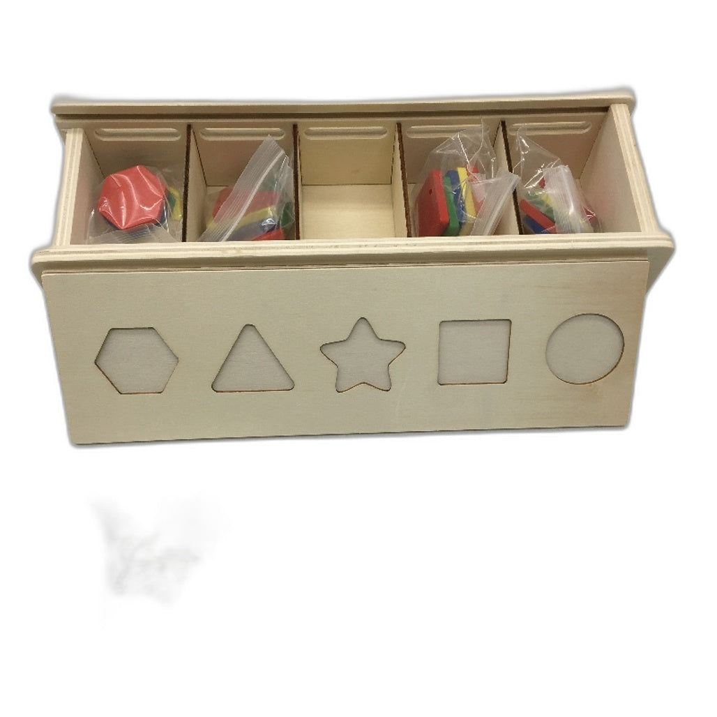 Baby Early Learning Colours Shapes Matching Fine Motor Skill Wooden Sorting Box