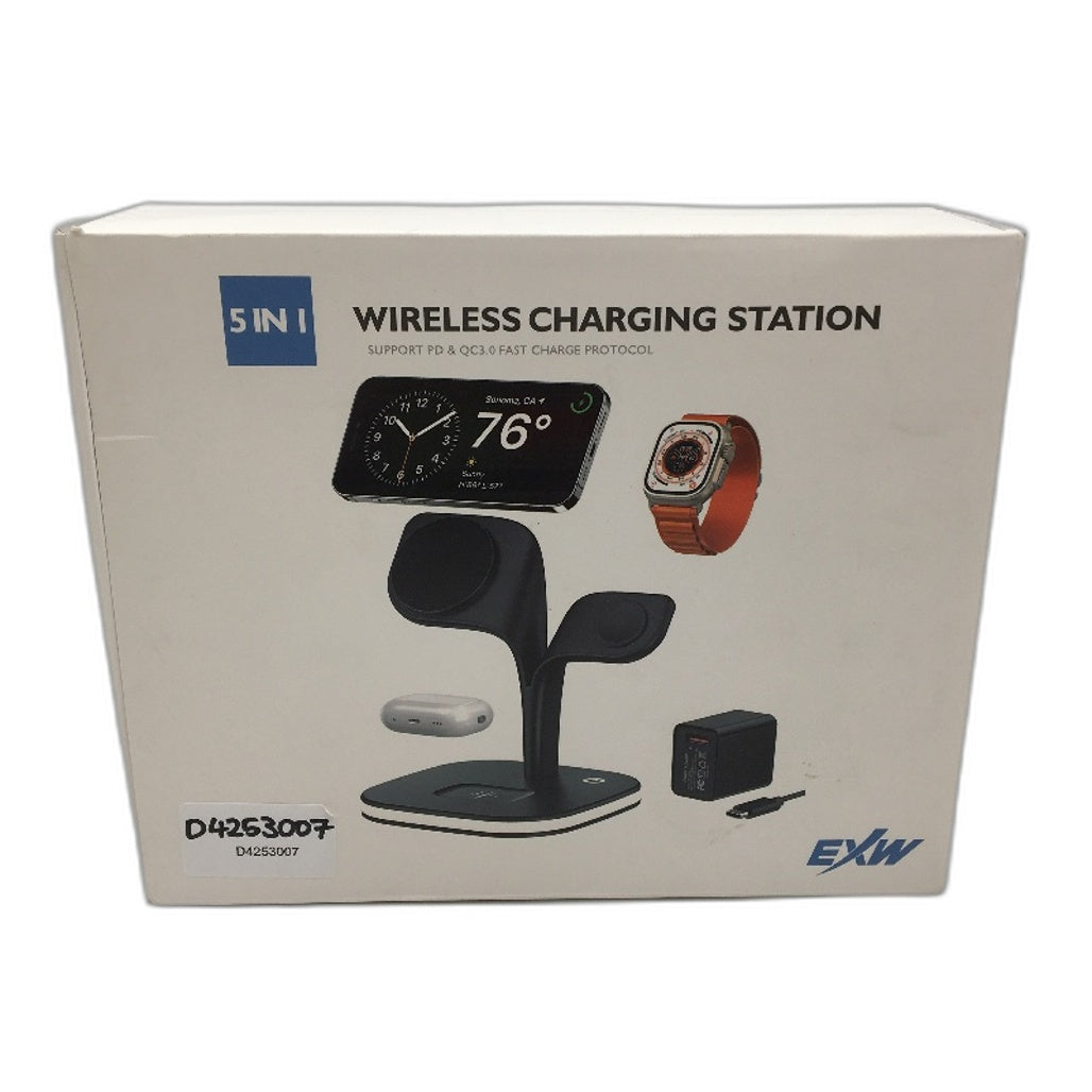 EXW 5 In 1 White Magnetic Wireless Charging Station LED & Adapter YM-UD22 NEW