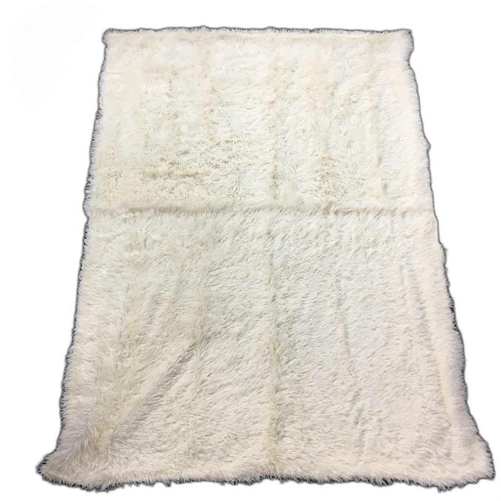 Decorative Extra Soft Faux Fur Cozy Throw Blanket Fuzzy Long Hairy Fluffy Cream