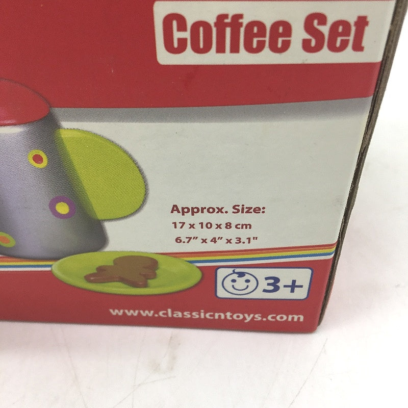 Classic World Kids Wooden Toy Playset Coffee Cup Cookie Sugar Jug Set Age 3 NEW