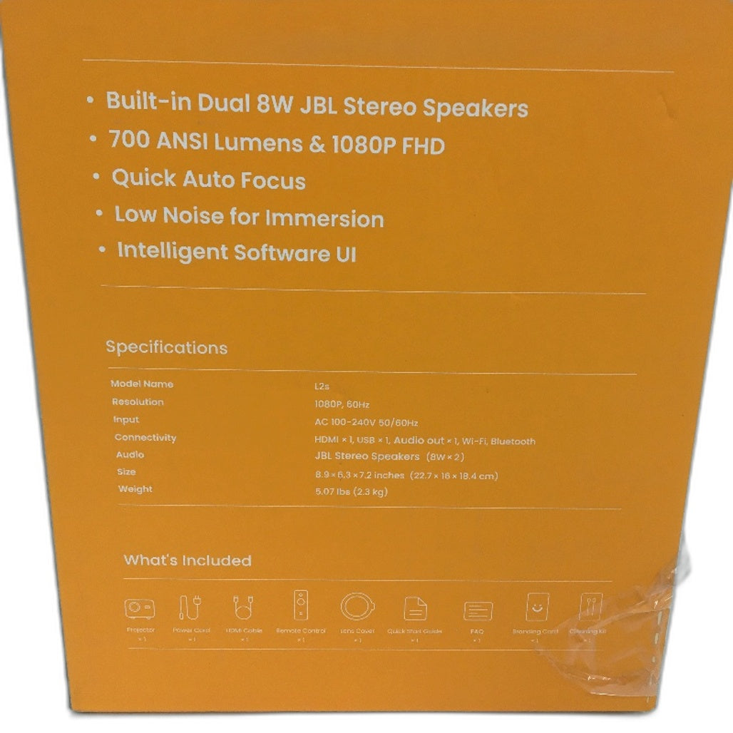 Yaber L2s Built in Dual 8W JBL Stereo Speaker 1080p 60Hz Projector in White DEMO
